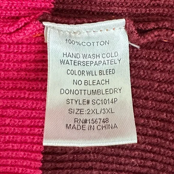 Heimish Chunky Multicolor Striped Open Cardigan Sweater - Navy Trim - Size 2X/3X - Picture 4 of 5